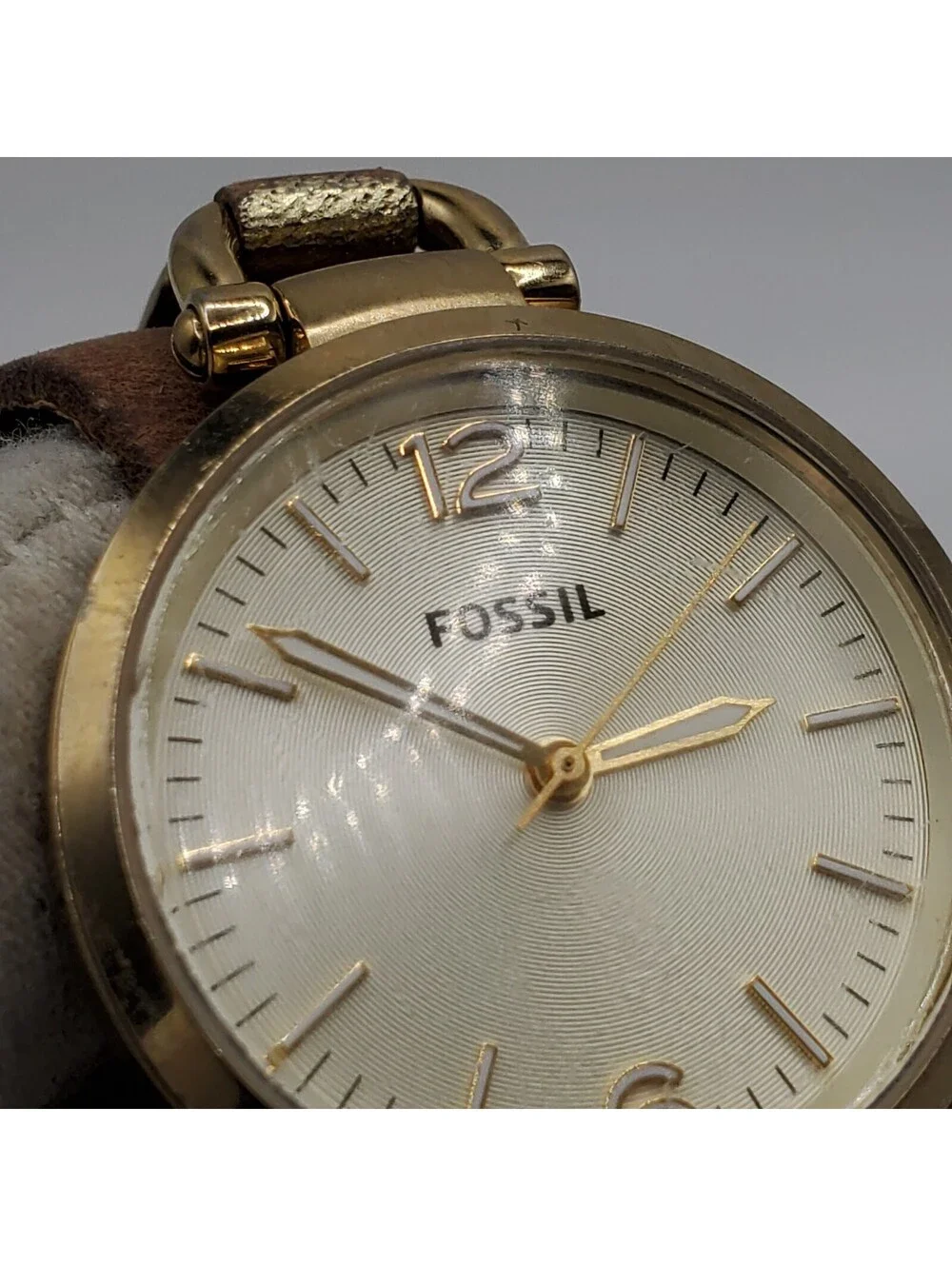 Fossil Georgia Womens Watch 32mm Gold Tone New Battery